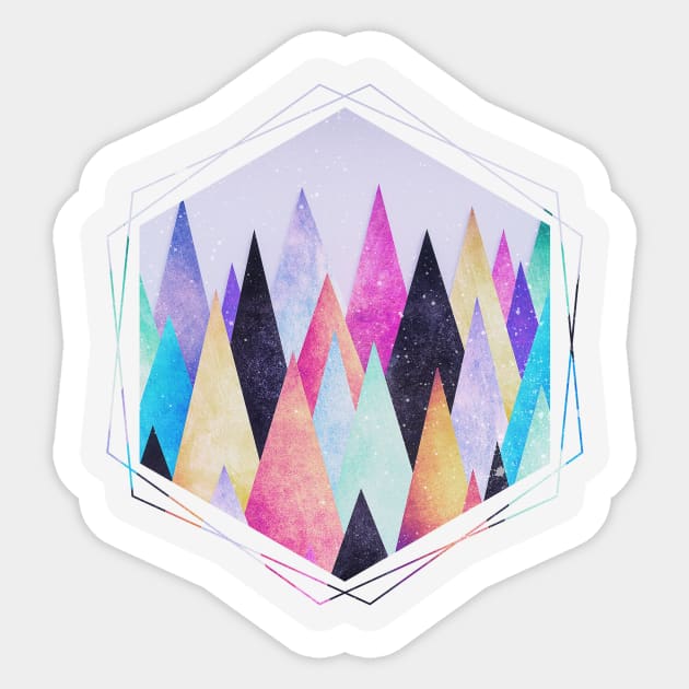 Colorful Abstract Geometric Triangle Peak Wood's Sticker by badbugs